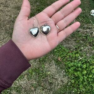 925 Sterling Silver Heart Drop Earrings